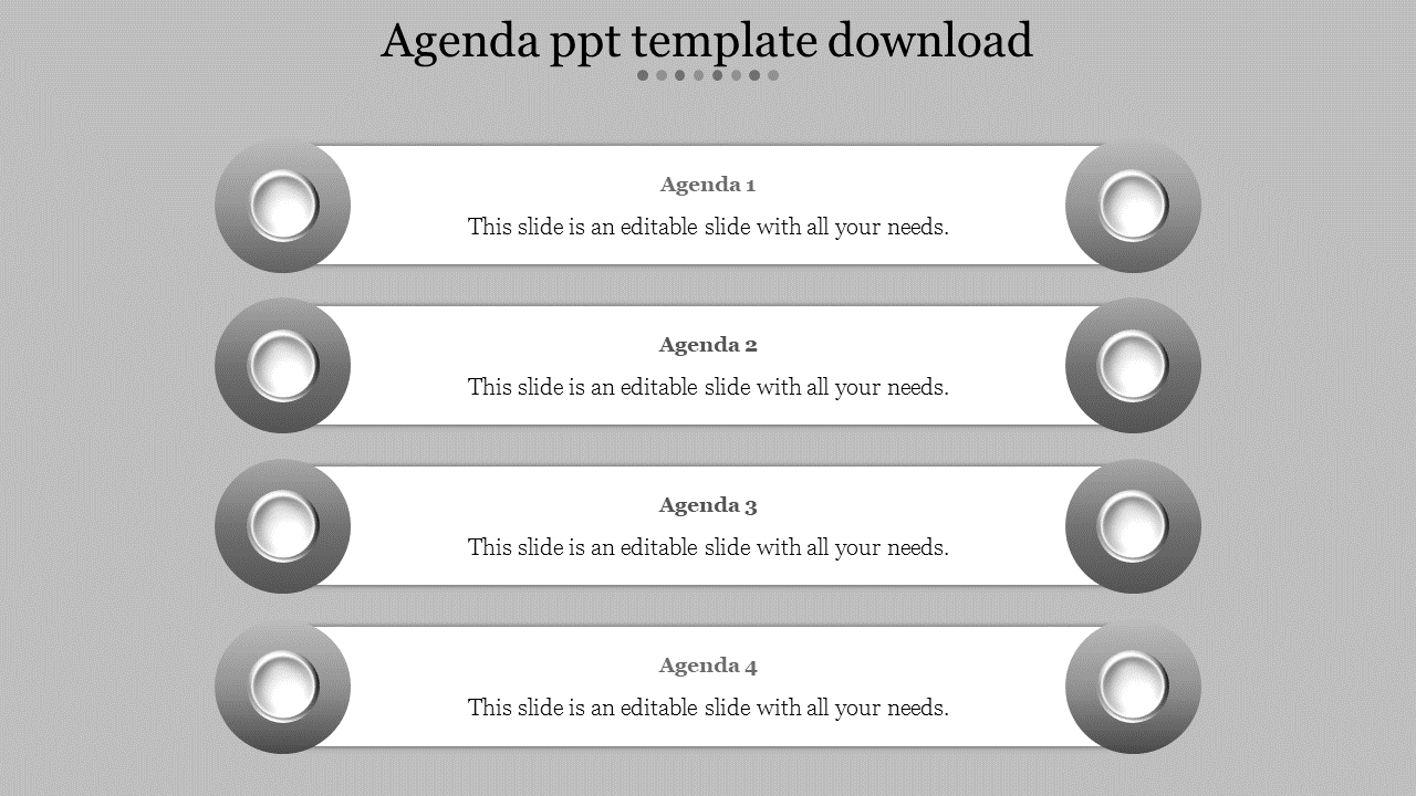 Free - Effective Agenda PPT Template Download With Four Nodes
